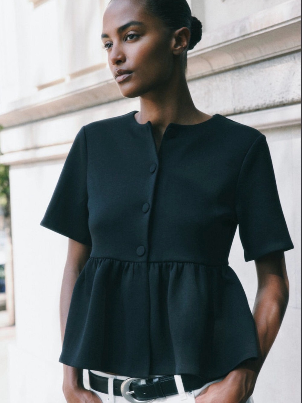 NWT H&M Black Peplum Top Size XL